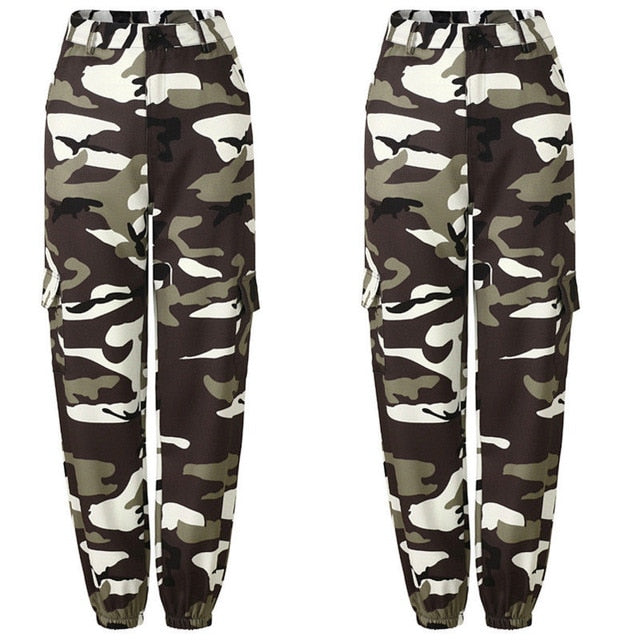 High waist pants camouflage loose joggers women army harem camo pants –  Famous Respect