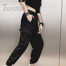 Load image into Gallery viewer, Cotton High Waist Cargo Pants 2019 Spring Pink Khaki Black Female Trousers