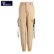 Load image into Gallery viewer, Vangull Black High Waist Cargo Pants Women Pockets Patchwork Loose Streetwear Pencil Pants 2019 Fashion Hip Hop Women&#39;s Trousers