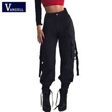 Load image into Gallery viewer, Vangull Black High Waist Cargo Pants Women Pockets Patchwork Loose Streetwear Pencil Pants 2019 Fashion Hip Hop Women&#39;s Trousers